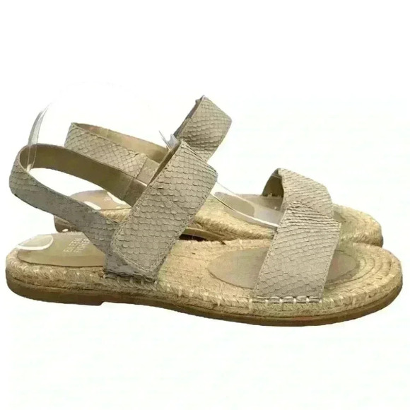 Eileen Fisher sandals size 10 taupe leather snakeskin embossed Espadrilles - Picture 1 of 12